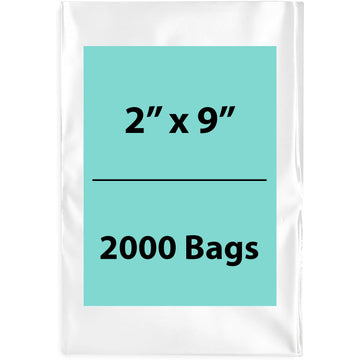 Clear Poly Bags 4 Mil size: 2 inch (width) X 9 inch (Height) Pack of 2000 Bags